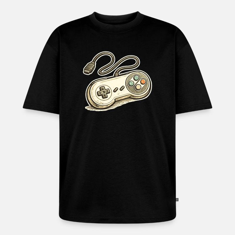 Retro Spielcontroller Grafik - Unisex Premium Oversized Bio T-Shirt - Schwarz