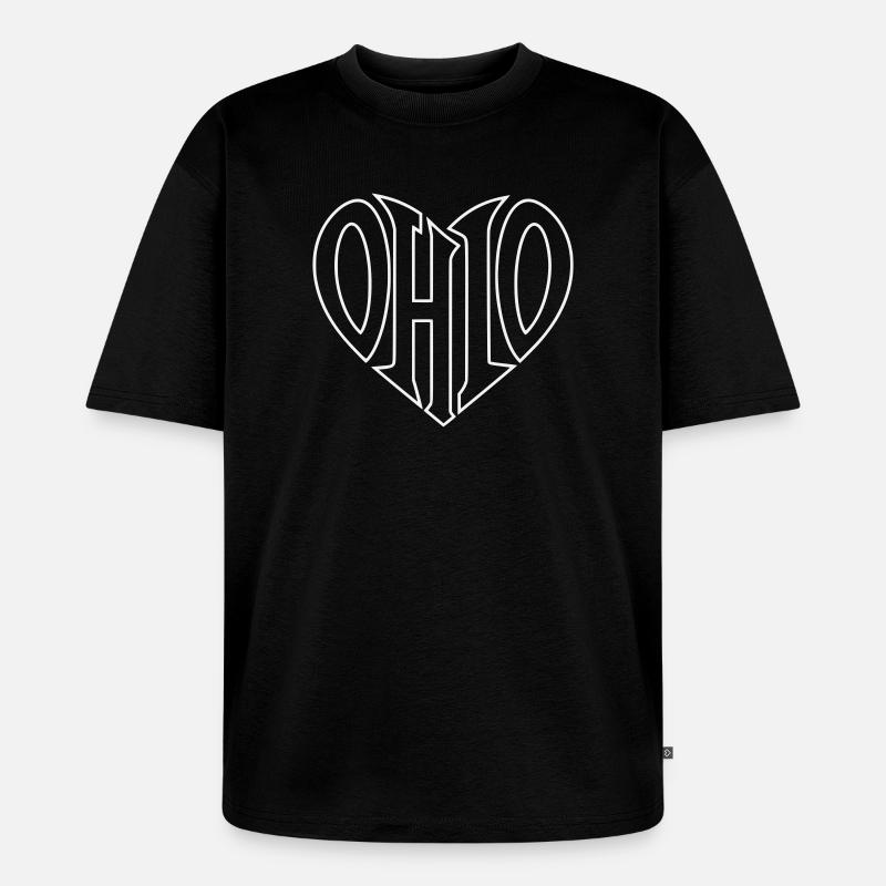 Ohio Herz Typo Emblem - Unisex Premium Oversized Bio T-Shirt - Schwarz
