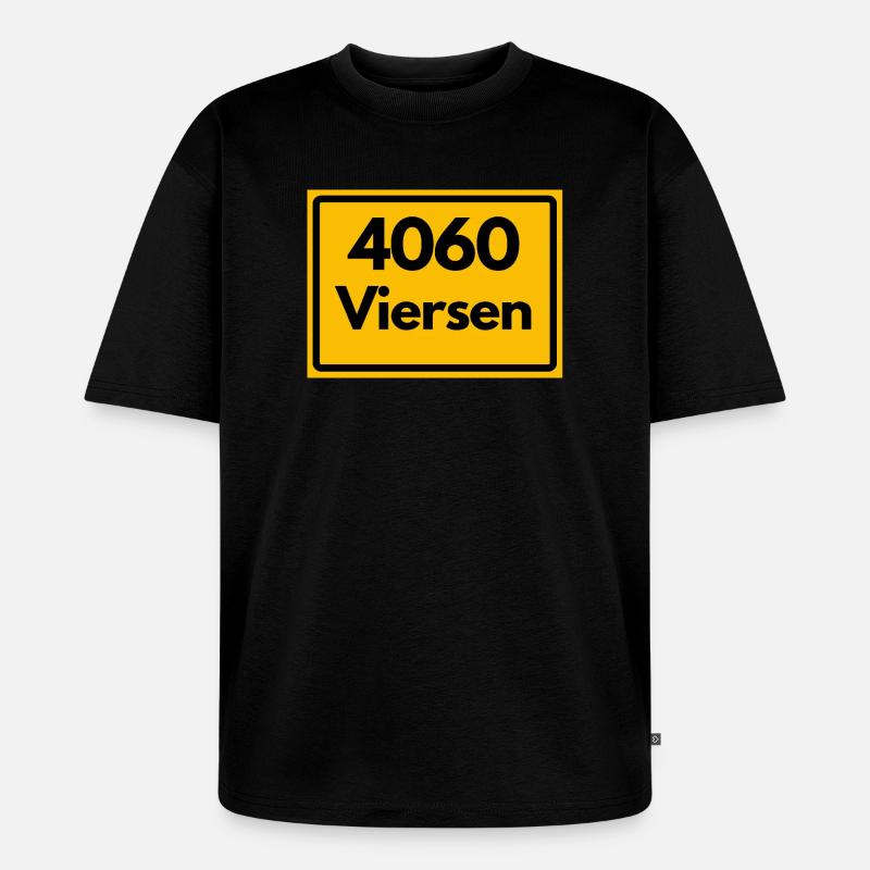 OLD POSTCODE POSTCODE RETRO 4060 VIERSEN - Unisex Premium Oversized Organic T-Shirt - black