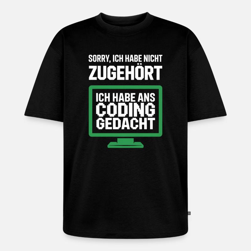 Coding Gedacht Bildschirm Spruch - Unisex Premium Oversized Bio T-Shirt - Schwarz