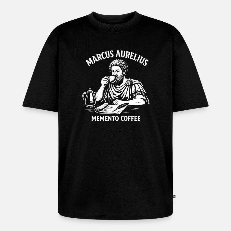 Marcus Aurelius Memento Kaffee - Unisex Premium Oversized Bio T-Shirt - Schwarz