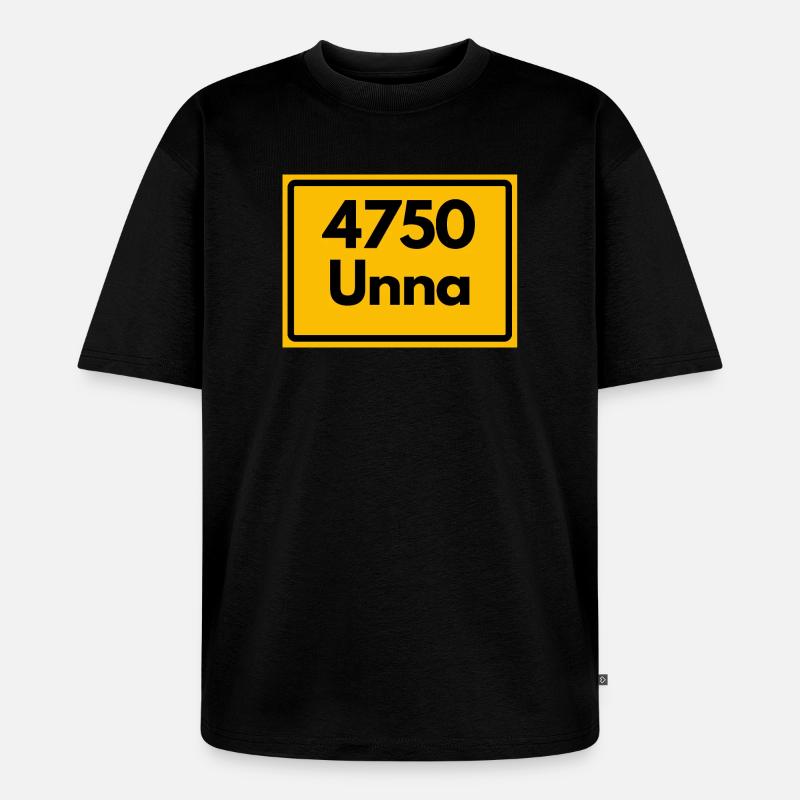 OLD POSTCODE POSTCODE RETRO 4750 UNNA - Unisex Premium Oversized Organic T-Shirt - black
