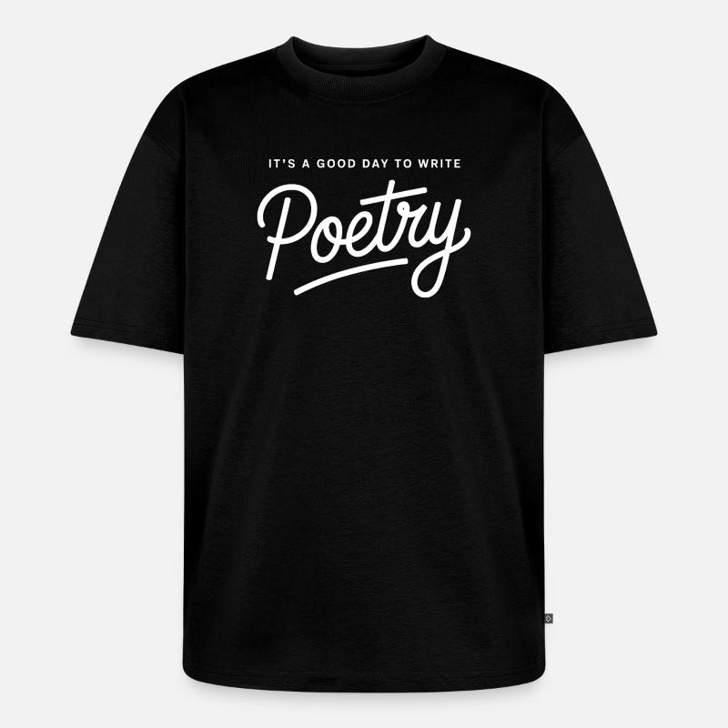 Poetry Script on Black Background - Unisex Premium Oversized Organic T-Shirt - black