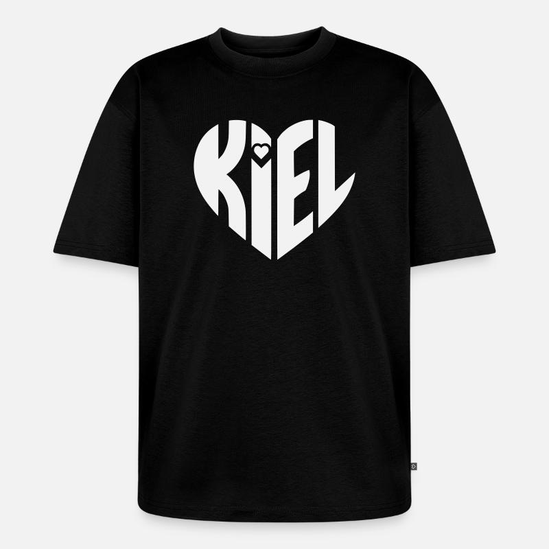 Kiel Herz Typografie - Unisex Premium Oversized Bio T-Shirt - Schwarz