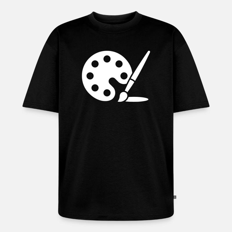 Malerei, Farbpalette, Pinsel, Kunst Symbol - Unisex Premium Oversized Bio T-Shirt - Schwarz