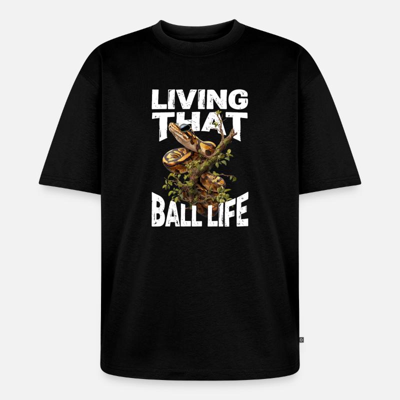 Königspython Schlangen Liebhaber Terrarium Python - Unisex Premium Oversized Bio T-Shirt - Schwarz
