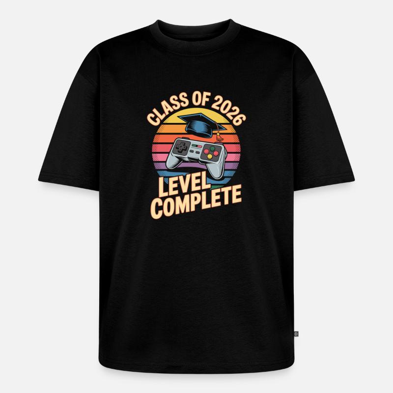 Level Complete 2026 Completion Retro Gaming - Unisex Premium Oversized Organic T-Shirt - black