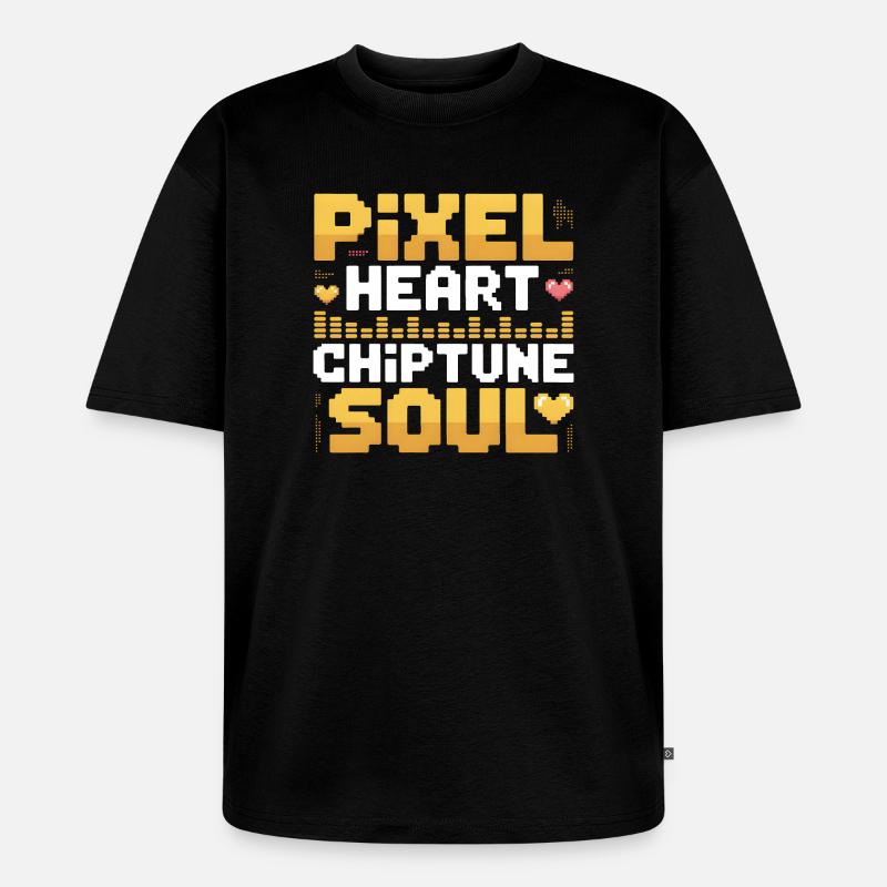 Pixelherz, Chiptune-Seele | 8-Bit Musik - Unisex Premium Oversized Bio T-Shirt - Schwarz