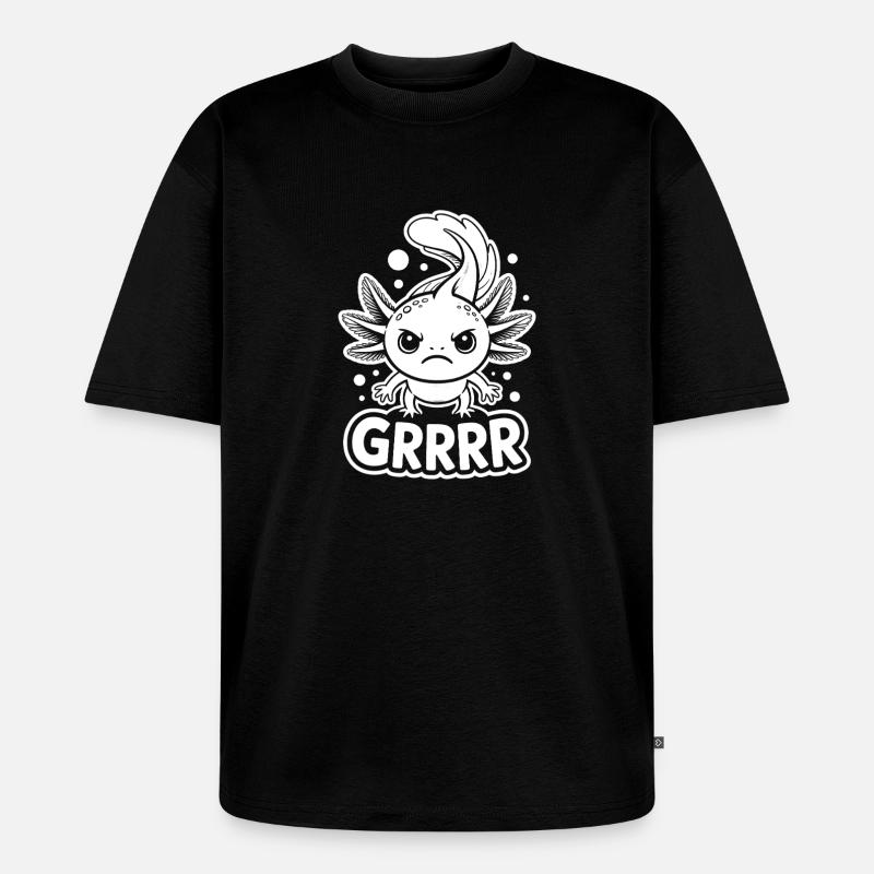Grumpy Axolotl GRRRR - Unisex Premium Oversized Bio T-Shirt - Schwarz