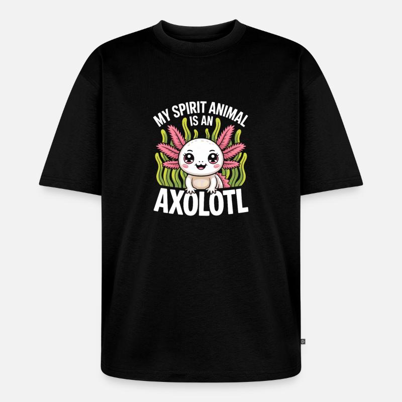 Axolotl Geisttier-Design - Unisex Premium Oversized Bio T-Shirt - Schwarz