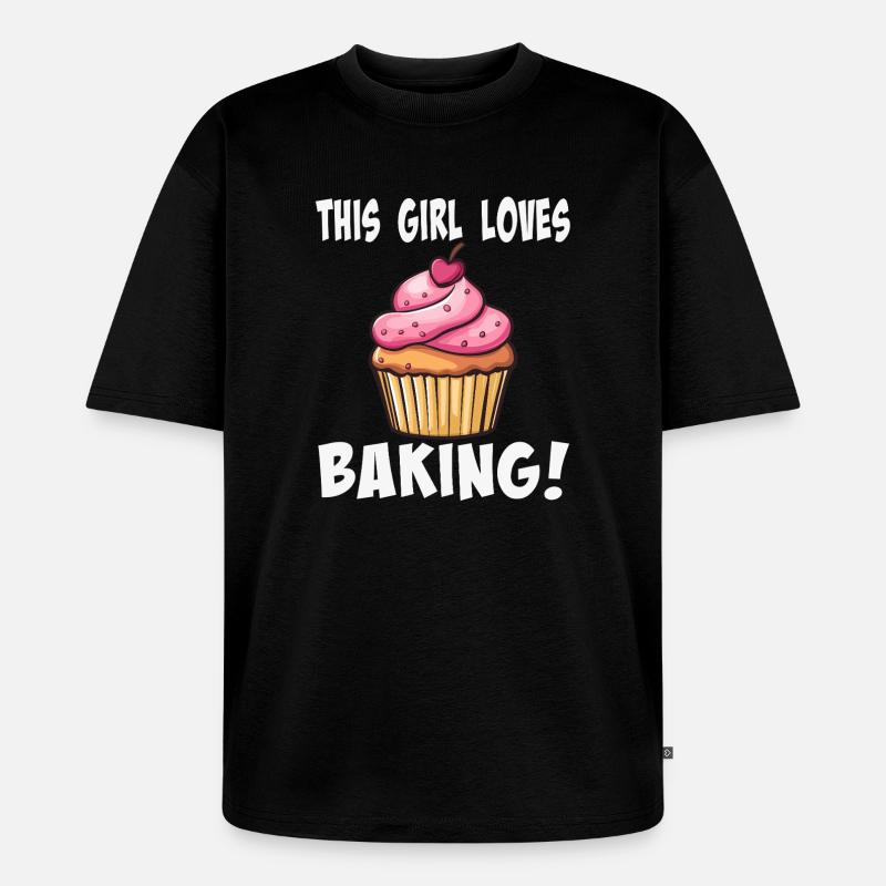 Dieses Mädchen liebt Backen Cupcake - Unisex Premium Oversized Bio T-Shirt - Schwarz
