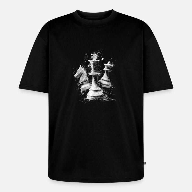 Schach Figuren Explosion Design Dynamisches Bretts - Unisex Premium Oversized Bio T-Shirt - Schwarz
