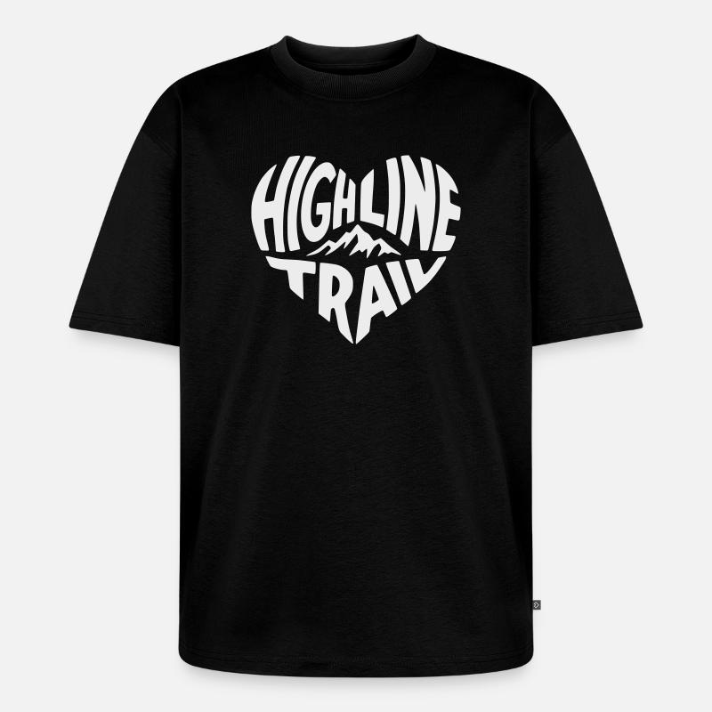 Highline Trail Bergpfad Logo - Unisex Premium Oversized Bio T-Shirt - Schwarz