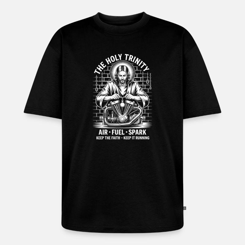 Holy Trinity Motormechaniker - Unisex Premium Oversized Bio T-Shirt - Schwarz