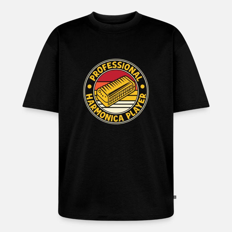 Funny Harmonica Player Professional Harmonica - T-shirt Premium bio oversize Unisexe - noir