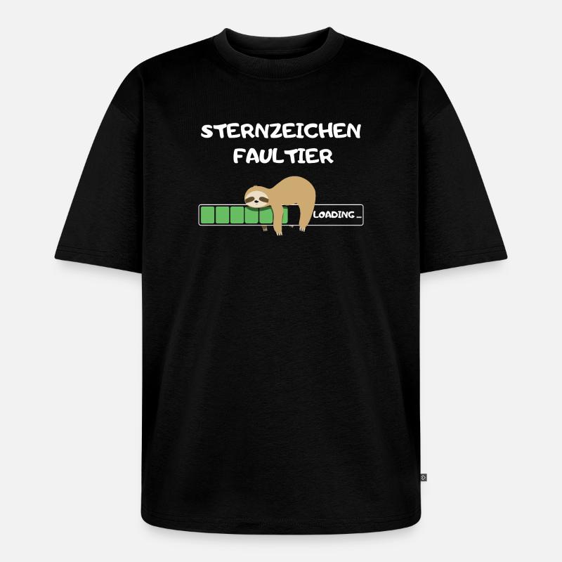 Sternzeichen Faultier Loading - Unisex Premium Oversized Bio T-Shirt - Schwarz