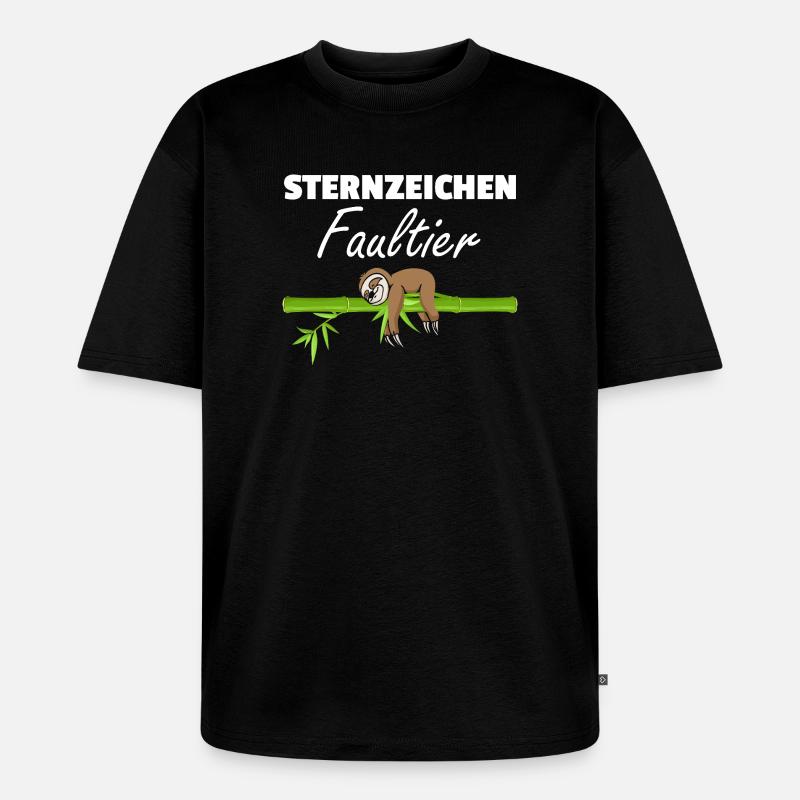 Sternzeichen Faultier Loading - Unisex Premium Oversized Bio T-Shirt - Schwarz