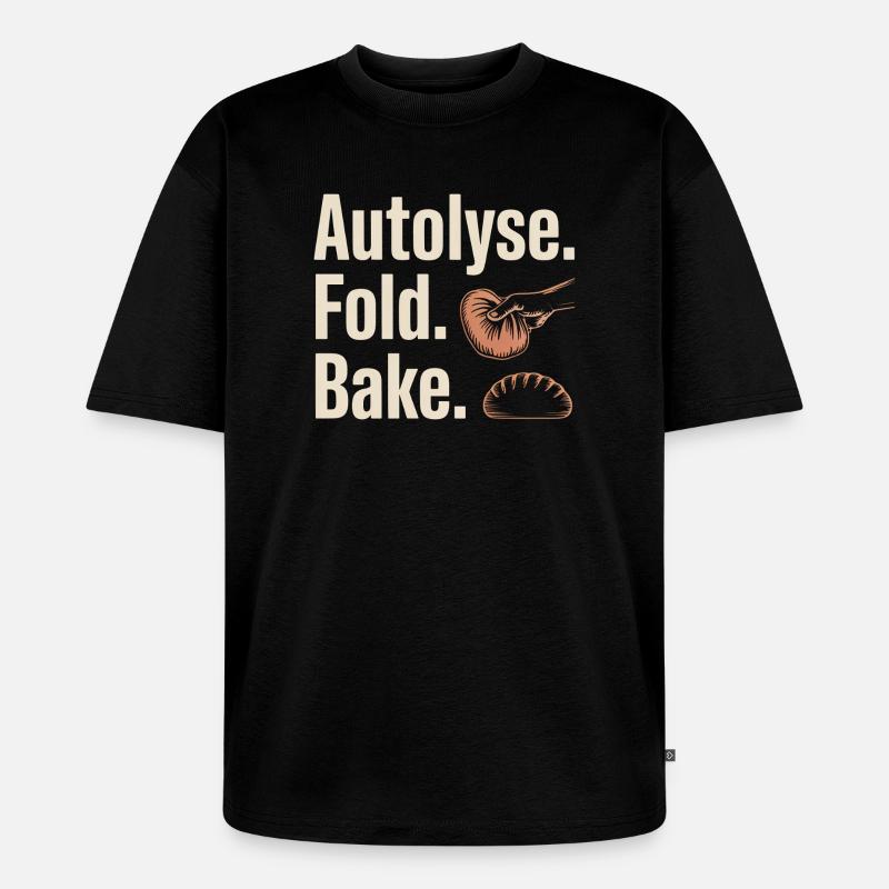 Autolyse Fold Backe Bread Kunst - Unisex Premium Oversized Bio T-Shirt - Schwarz