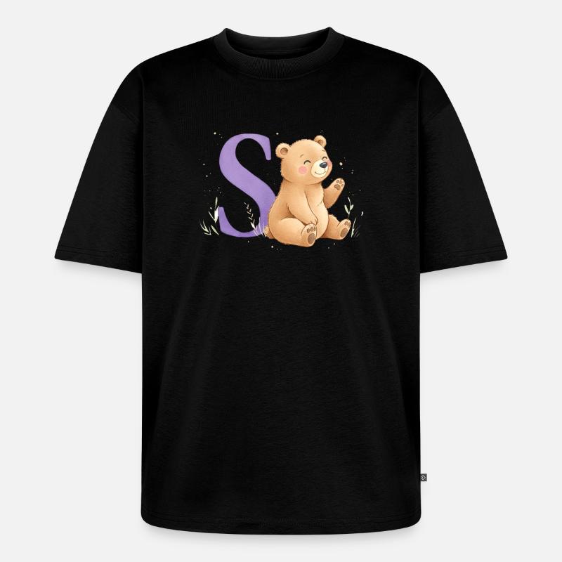 S Bär Alphabetsbild mit Teddybär - Unisex Premium Oversized Bio T-Shirt - Schwarz