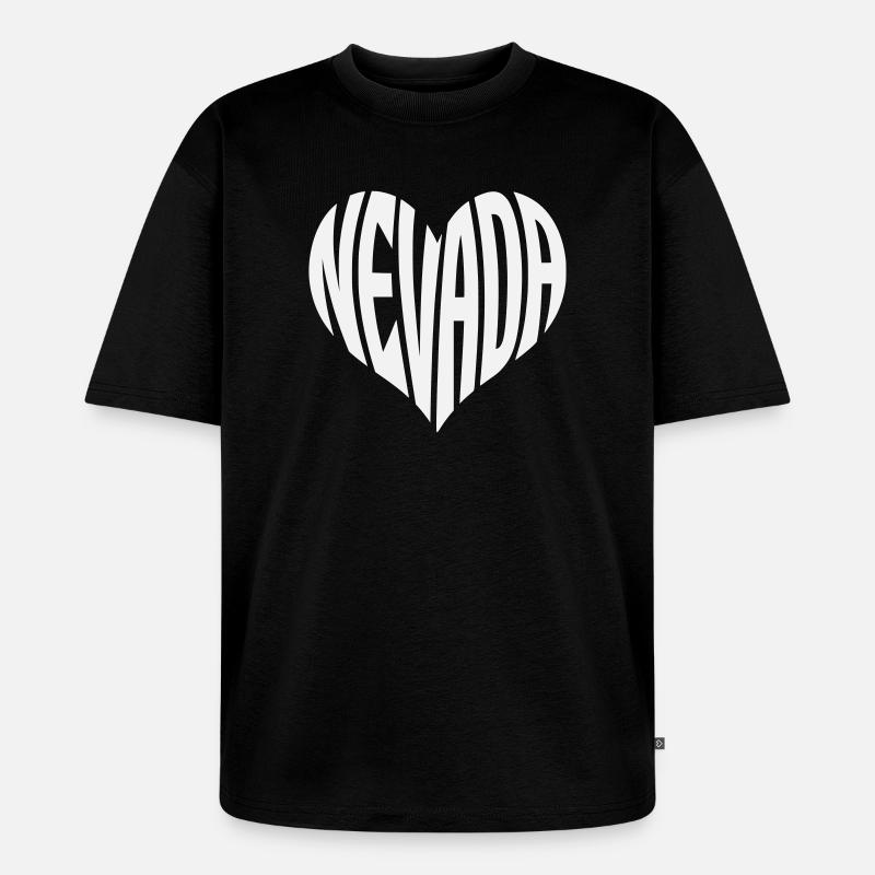 Nevada Herz Typografie - Unisex Premium Oversized Bio T-Shirt - Schwarz