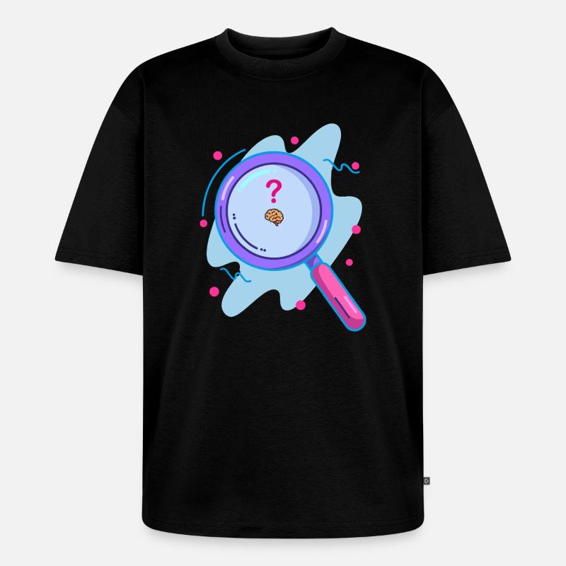 Gehirn mit der Lupe suchen - Unisex Premium Oversized Bio T-Shirt - Schwarz