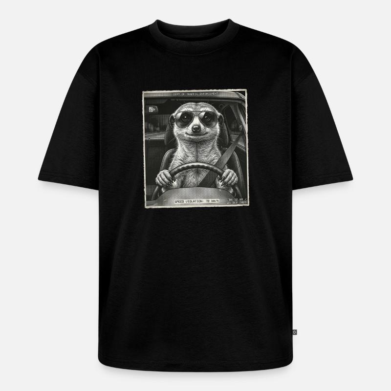 Erdmännchen Geblitzt - Unisex Premium Oversized Bio T-Shirt - Schwarz