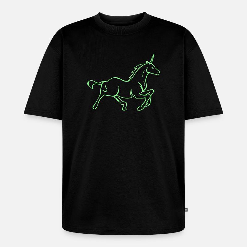 Neon Einhorn Silhouette - Unisex Premium Oversized Bio T-Shirt - Schwarz