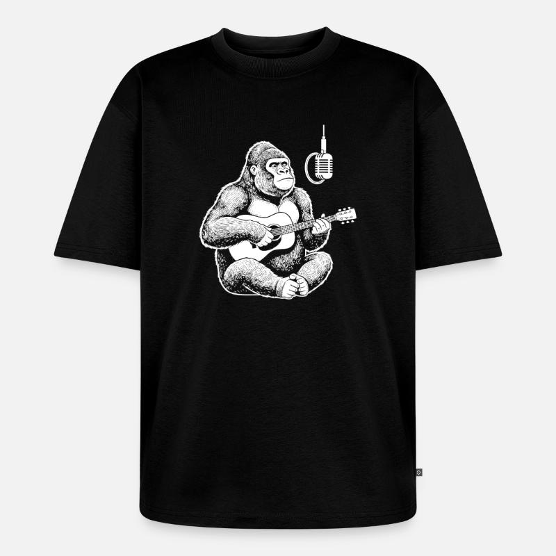 Gorilla Guitar Jam - Unisex Premium Oversized Bio T-Shirt - Schwarz