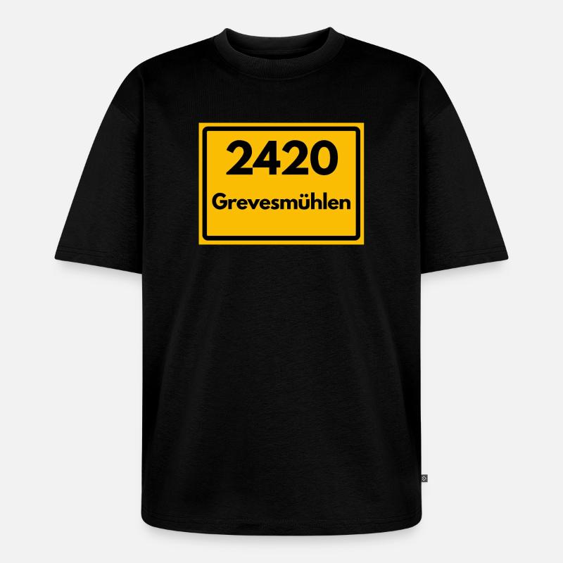 ANCIEN CODE POSTAL RETRO 2420 GREVESMÜHLEN - T-shirt Premium bio oversize Unisexe - noir
