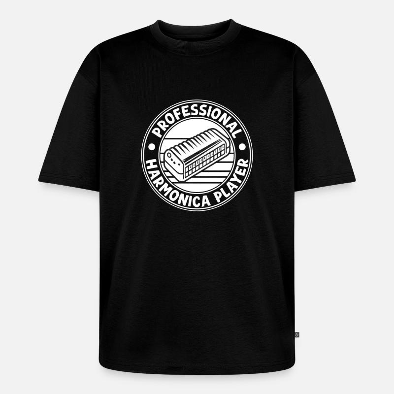 Harmonica Musican Professional Harmonica - Unisex Premium Oversized Organic T-Shirt - black