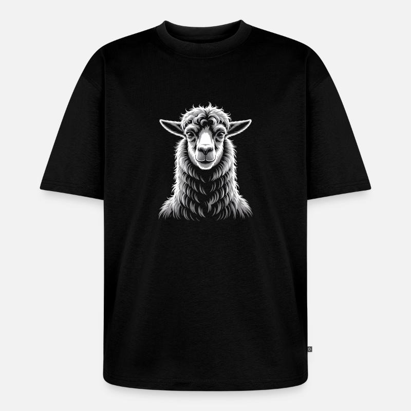 Lama - Unisex Premium Oversized Bio T-Shirt - Schwarz