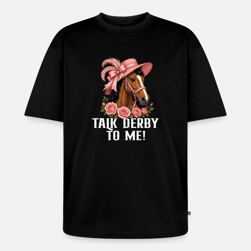 Vollblut-Derby-Pferderennbahn - Unisex Premium Oversized Bio T-Shirt - Schwarz