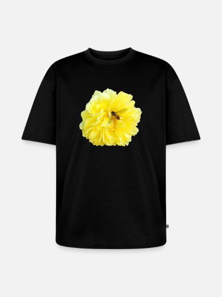 Yellow_Rose_-_Bee_Nature_Photography - Unisex Premium Oversized Organic T-Shirt - black