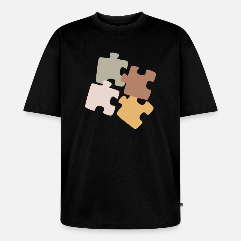 Puzzle Patchwork Vielfalt - Unisex Premium Oversized Bio T-Shirt - Schwarz