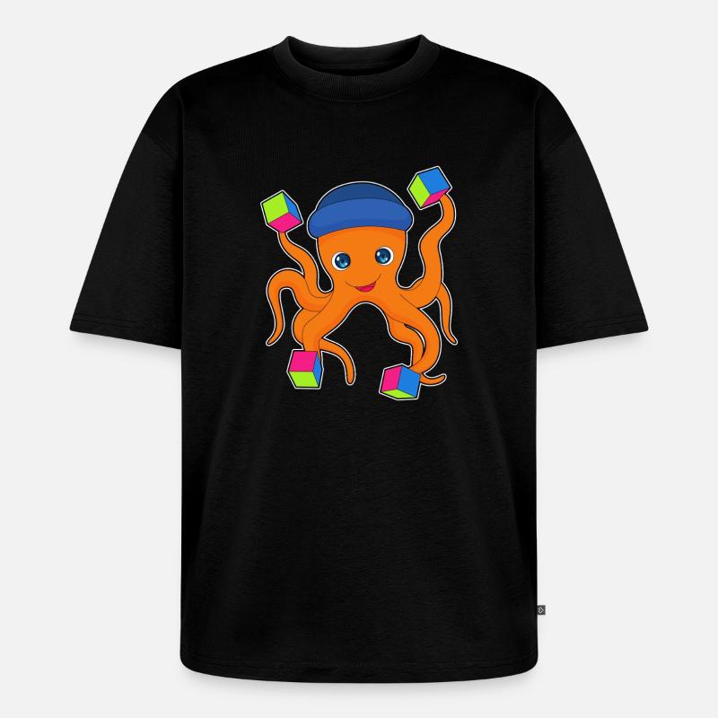 Cube de pieuvre - T-shirt Premium bio oversize Unisexe - noir