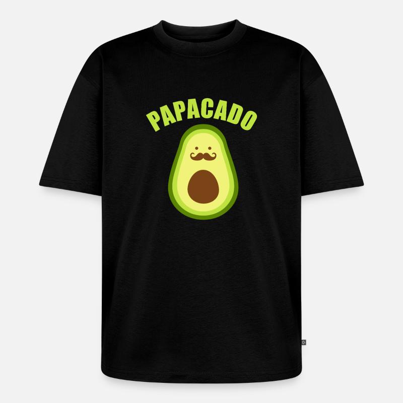 Avocado-Papagado-Schnurrbart - Unisex Premium Oversized Bio T-Shirt - Schwarz