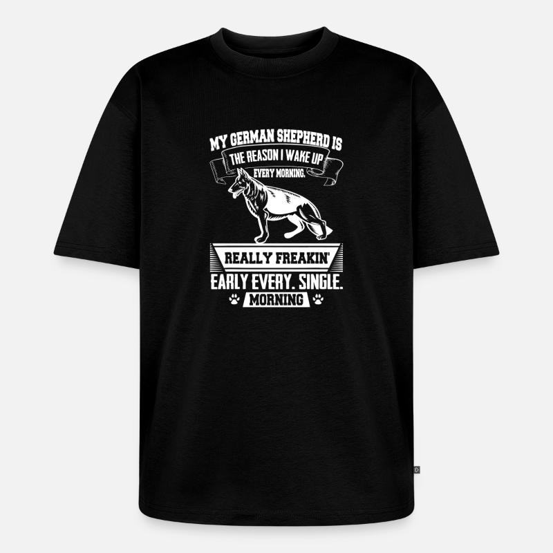 Frühmorgens Hunde-Meme-Tee - Unisex Premium Oversized Bio T-Shirt - Schwarz