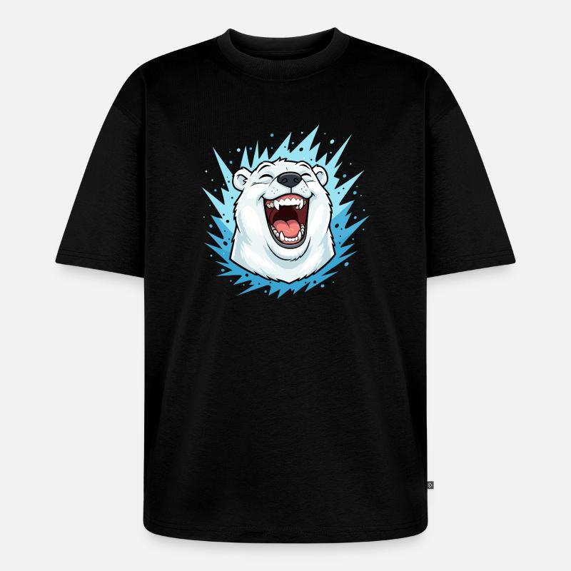 Lachender Eisbär im Blauen Blitz - Unisex Premium Oversized Bio T-Shirt - Schwarz
