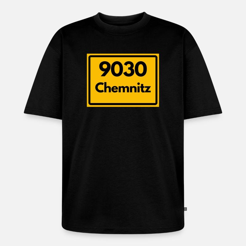 9030 PLZ SACHSEN CHEMNITZ ALTE POSTLEITZAHL - Unisex Premium Oversized Bio T-Shirt - Schwarz