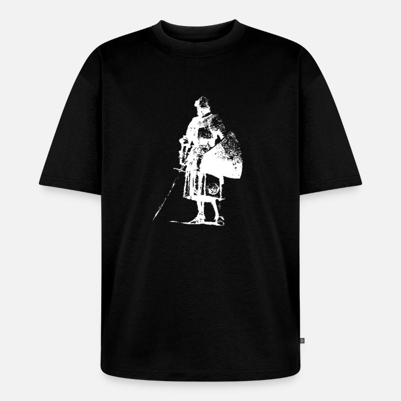 Einsamer Ritter mit Banner-Silhouette - Unisex Premium Oversized Bio T-Shirt - Schwarz