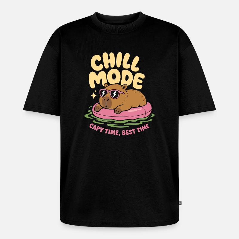 Mode Chill Capybara Pas d’urgence - T-shirt Premium bio oversize Unisexe - noir