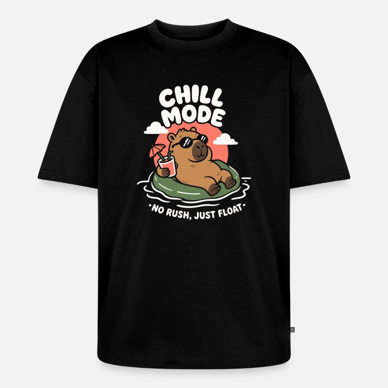 Chill Mode Summer Capybara - Unisex Premium Oversized Bio T-Shirt - Schwarz