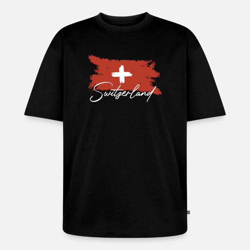 Drapeau suisse - T-shirt Premium bio oversize Unisexe - noir