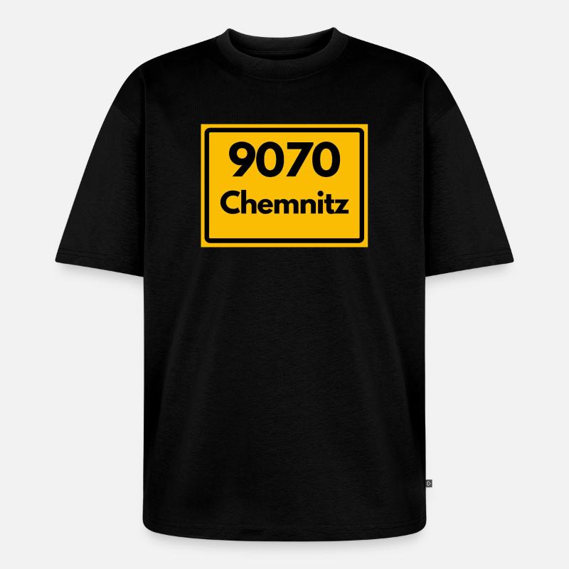 ALTE POSTLEITZAHL 9070 SACHSEN CHEMNITZ - Unisex Premium Oversized Bio T-Shirt - Schwarz