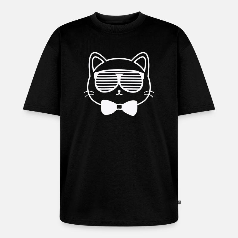 Sonnenkatze mit Fliege - Unisex Premium Oversized Bio T-Shirt - Schwarz