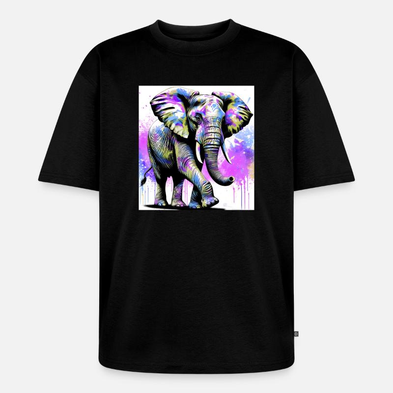 Elefant - Unisex Premium Oversized Bio T-Shirt - Schwarz