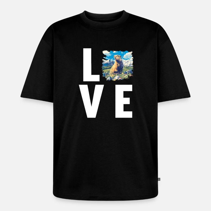 Murmeltiere Murmeltier - Unisex Premium Oversized Bio T-Shirt - Schwarz