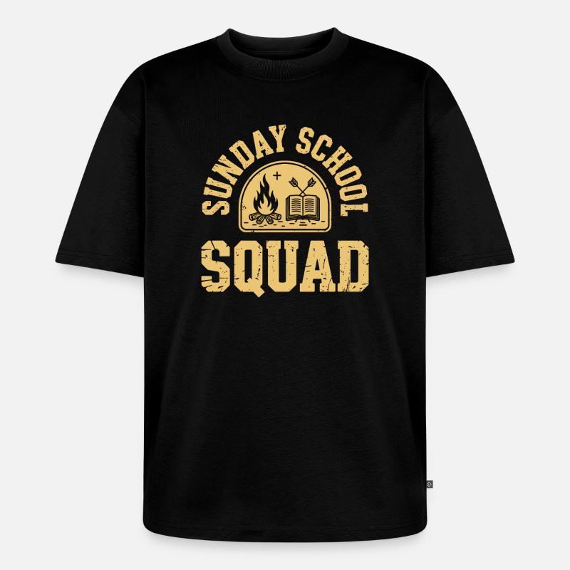 Équipe d’école du dimanche - T-shirt Premium bio oversize Unisexe - noir