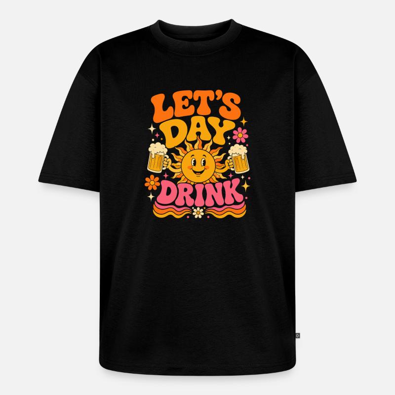 Sonne, Bier & Feierlaune - Unisex Premium Oversized Bio T-Shirt - Schwarz