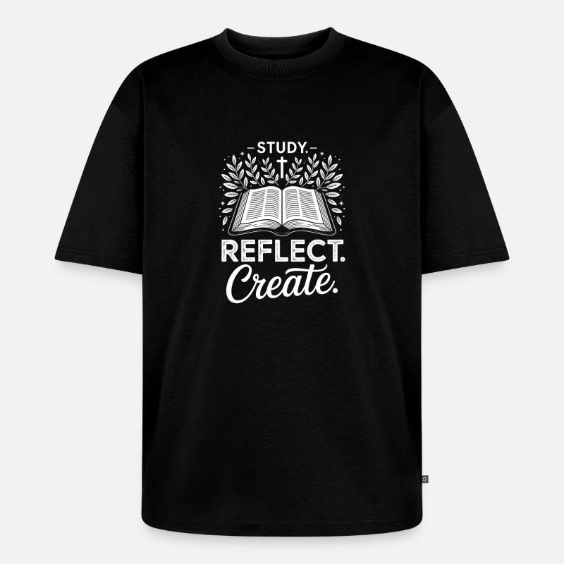Study Reflect Erstellen: Open Book Laurel - Unisex Premium Oversized Bio T-Shirt - Schwarz